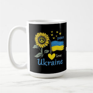 Peace Love Ukraine Sunflower Flag Stand with Pride Coffee Mug