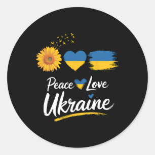 Peace Love Ukraine Sunflower Flag Stand With Ukrai Classic Round Sticker