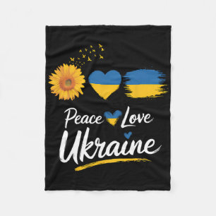 Peace Love Ukraine Sunflower Flag Stand With Ukrai Fleece Blanket