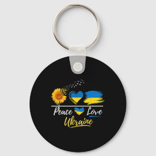 Peace Love Ukraine Sunflower Flag Stand With Ukrai Key Ring