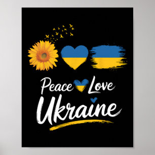 Peace Love Ukraine Sunflower Flag Stand With Ukrai Poster