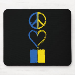 Peace Love Ukraine Ukrainian Flag Apparel  Mouse Pad