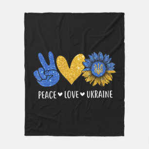Peace Love Ukraine Ukrainian Flag Peace in Ukraine Fleece Blanket
