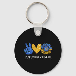Peace Love Ukraine Ukrainian Flag Peace in Ukraine Key Ring