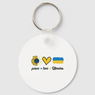 Peace Love Ukraine Vintage Ukrainian Groovy Women  Key Ring