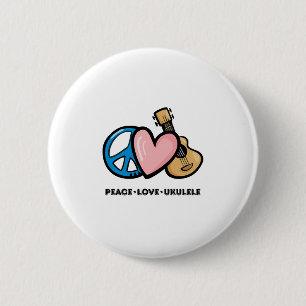 Peace, Love, Ukulele 6 Cm Round Badge