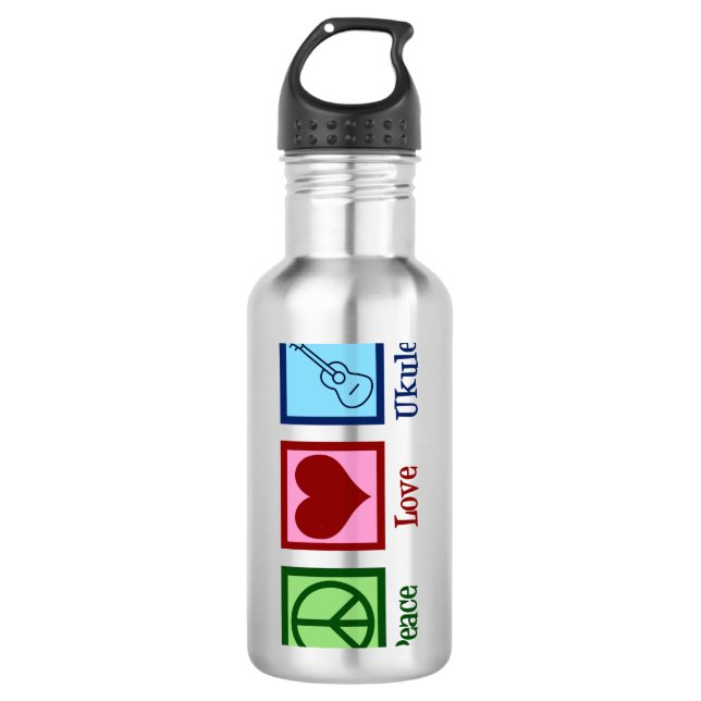 Peace Love Ukulele 710 Ml Water Bottle (Front)