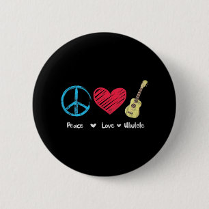 Peace Love Ukulele Hawaiian Music Ukelele Uke 6 Cm Round Badge