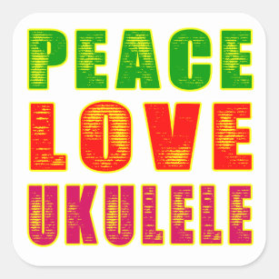 Peace Love Ukulele Square Sticker