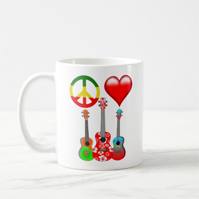Peace Love Ukuleles Coffee Mug (Left)