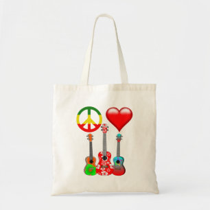 Peace Love Ukuleles Tote Bag