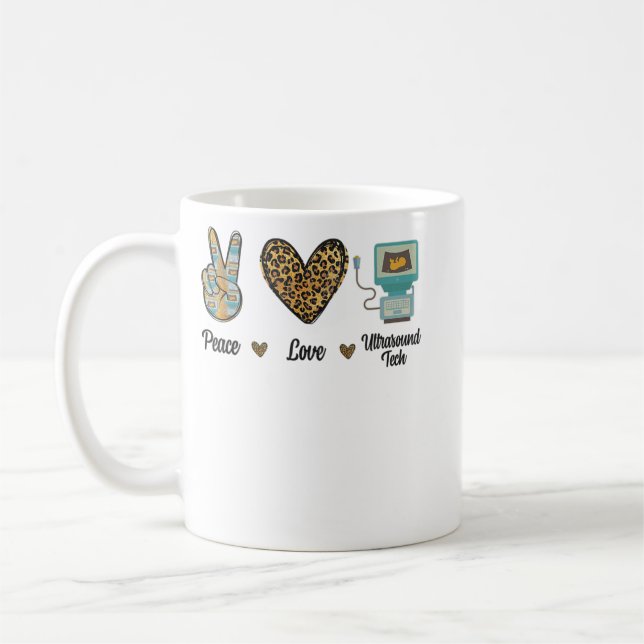 Peace Love Ultrasound Tech Sonography Sonographer  Coffee Mug (Left)