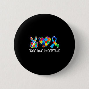 Peace love understand autism awareness autistic 6 cm round badge