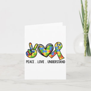 Peace Love Understand Autism Ribbon Awareness Card