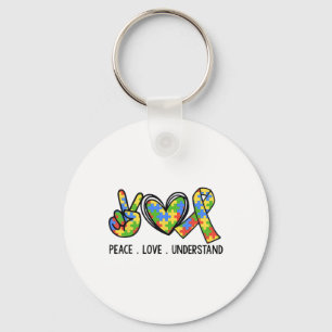 Peace Love Understand Autism Ribbon Awareness Key Ring
