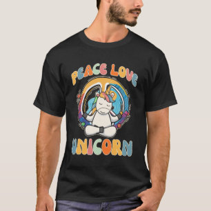 Peace Love Unicorn Horse Hippie Yoga  Meditation H T-Shirt