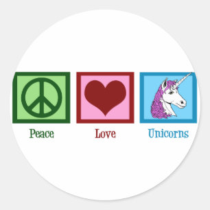 Peace Love Unicorns Classic Round Sticker