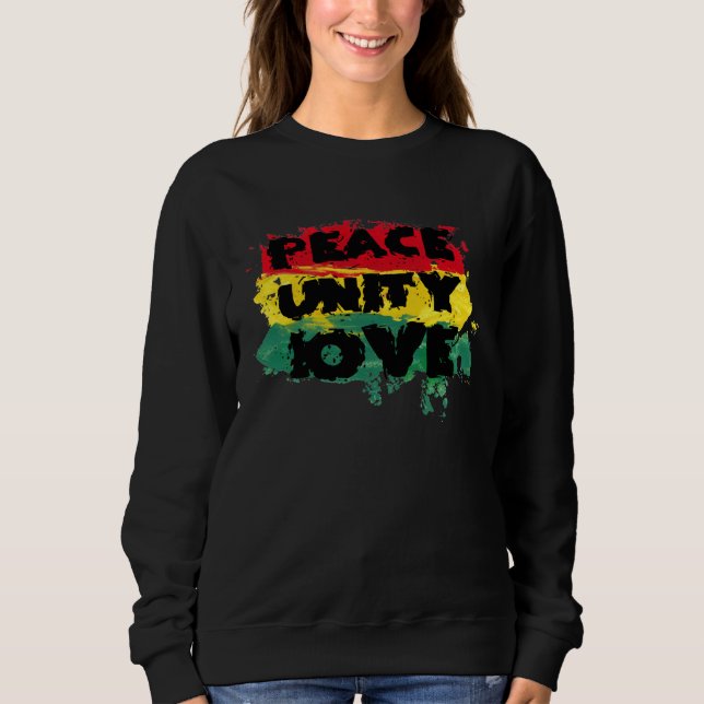 Peace Love Unity Rastafari Clothing Jamaica Souven Sweatshirt (Front)