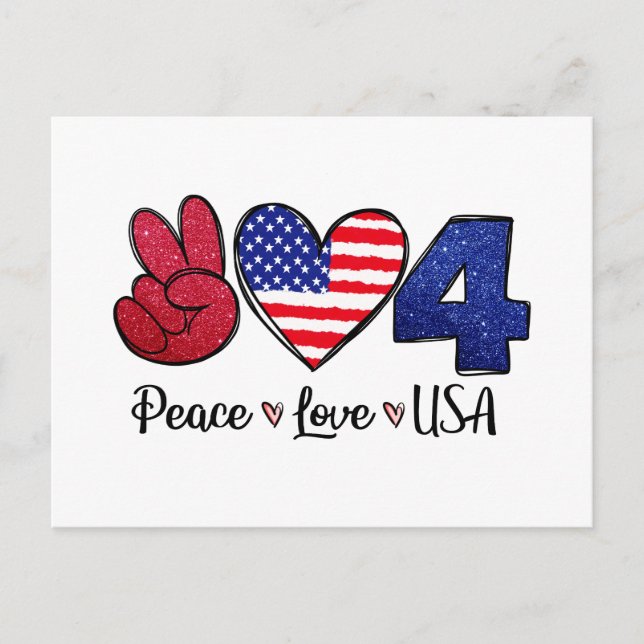 Peace Love USA July 4th Postcard (Front)