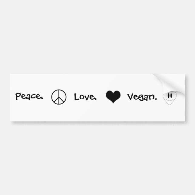 Peace, Love, Vegan Bumper Sticker (Front)