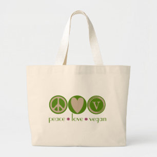 Peace Love Vegan Large Tote Bag