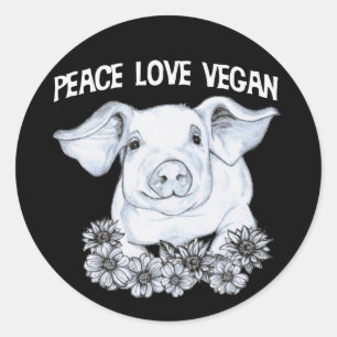 Peace Love Vegan Pig Sticker