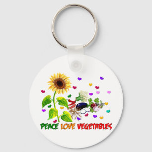 Peace Love Vegetables Key Ring