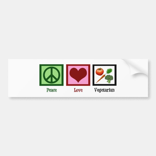 Peace Love Vegetarian Bumper Sticker (Front)