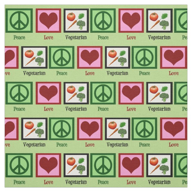 Peace Love Vegetarian Fabric (Swatch)