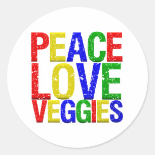 Peace Love Veggies Classic Round Sticker