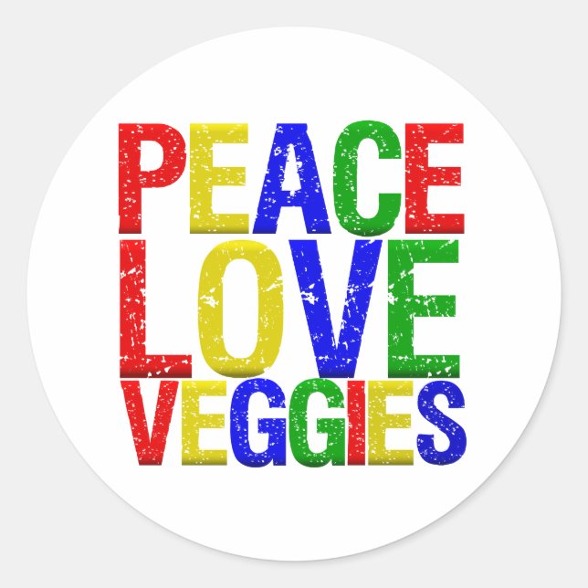 Peace Love Veggies Classic Round Sticker (Front)