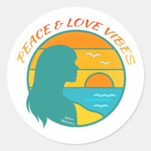 Peace & Love Vibes Classic Round Sticker