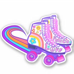 Peace Love Vintage Rainbow Roller Skate Sticker