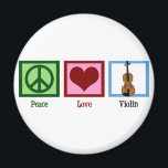 Peace Love Violin Magnet<br><div class="desc">Cute peace sign,  heart and violin.</div>