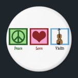 Peace Love Violin Magnet<br><div class="desc">Cute peace sign,  heart and violin.</div>