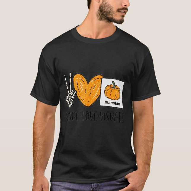 Peace Love Visuals Sped Teacher Pumpkin Skeleton H T-Shirt (Front)