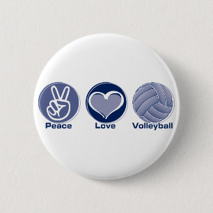 Peace Love Volleyball 6 Cm Round Badge