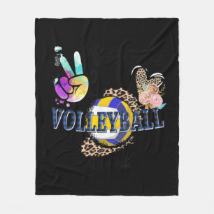 Peace Love Volleyball Aunt Life Mum Grandma Leopar Fleece Blanket
