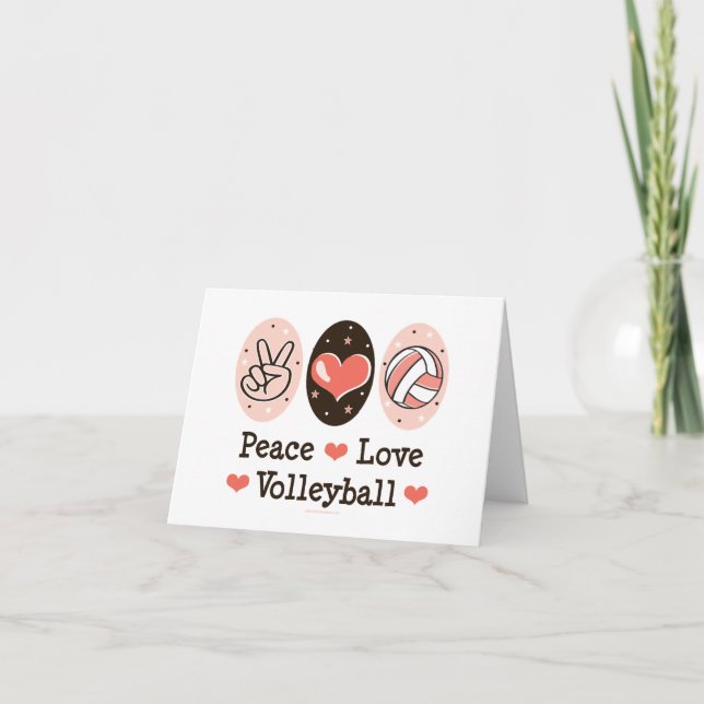 Peace Love Volleyball Blank Note Cards (Front)