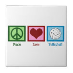 Peace Love Volleyball Ceramic Tile<br><div class="desc">A peace sign,  heart,  and a cute volleyball gift.</div>