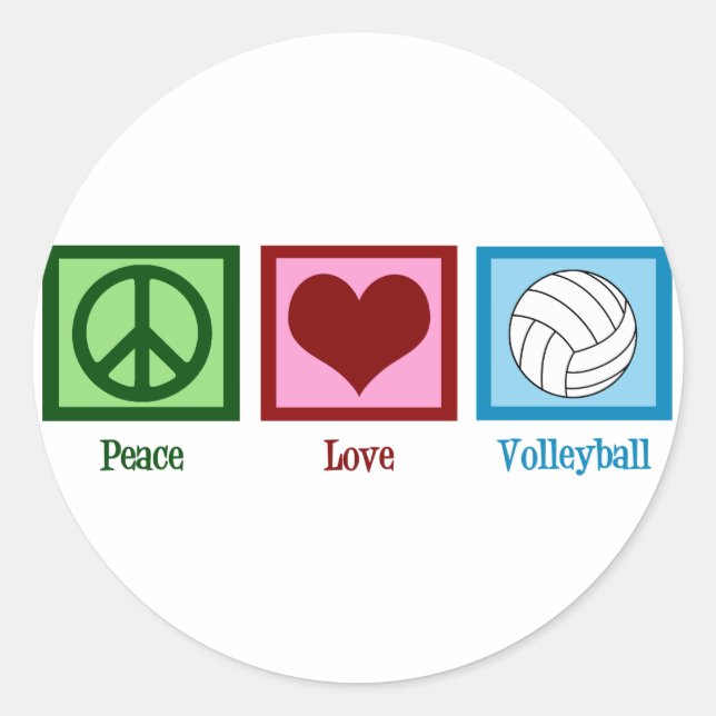Peace Love Volleyball Classic Round Sticker (Front)