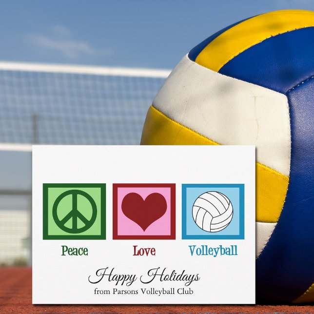 Peace Love Volleyball Customisable Holiday Card (Creator Uploaded)