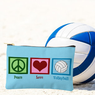 Peace Love Volleyball Cute Blue Accessory Pouch