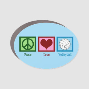 Peace Love Volleyball Cute Blue Car Magnet