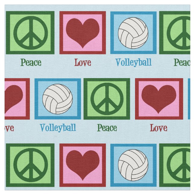 Peace Love Volleyball Fabric (Close Up)