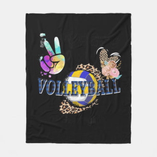 Peace Love Volleyball Gigi Life Mum Grandma Leopar Fleece Blanket