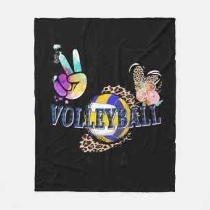 Peace Love Volleyball Gigi Life Mum Grandma Leopar Fleece Blanket