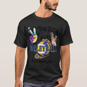 Peace Love Volleyball Grammy Life Mum Grandma Leop T-Shirt