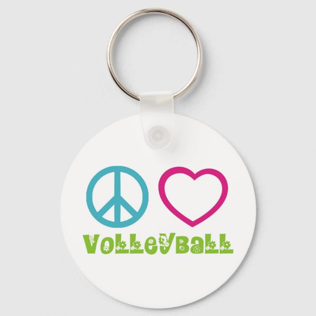 Peace Love Volleyball Key Ring (Front)