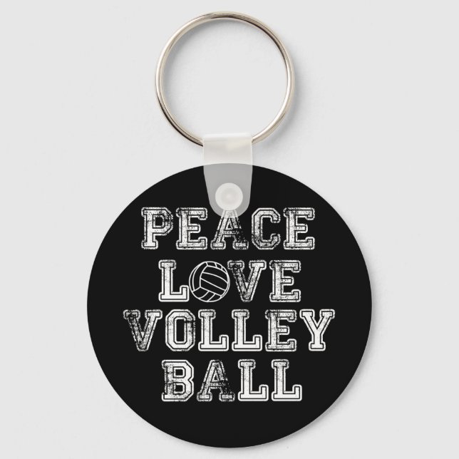 Peace, Love, Volleyball Key Ring (Front)